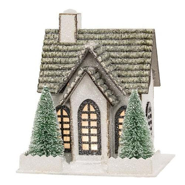Winter Sparkle Forest LED Cottage w Trees - The Fox Decor